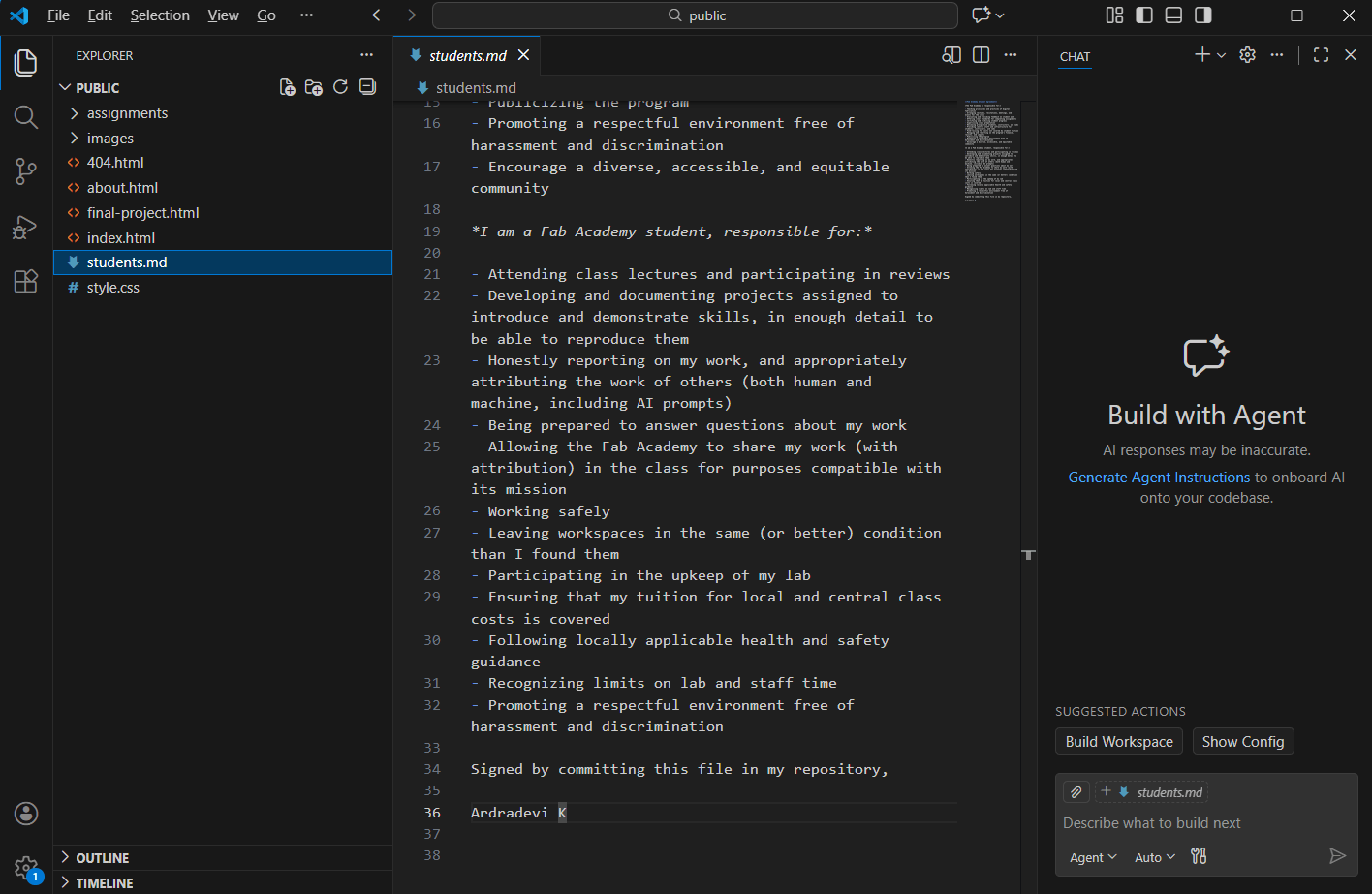 editing student agreement